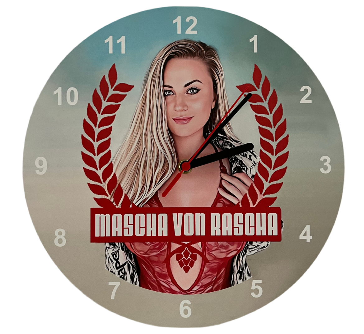 Artistic wall clock with motif by Mascha von Rascha