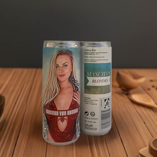 250 ml beer Mascha's Blondes 4.9% alcohol incl. deposit designed by Mascha von Rascha